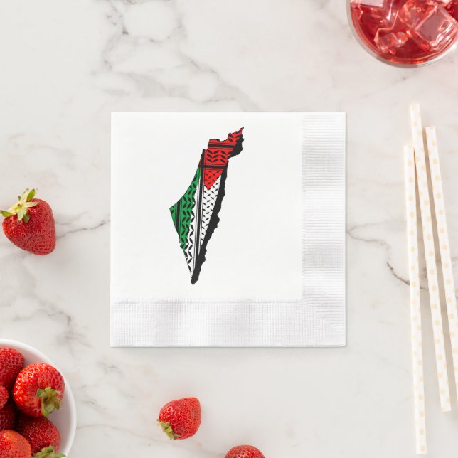 Palestine Map with Flag and Keffiyeh Napkins (Insitu)