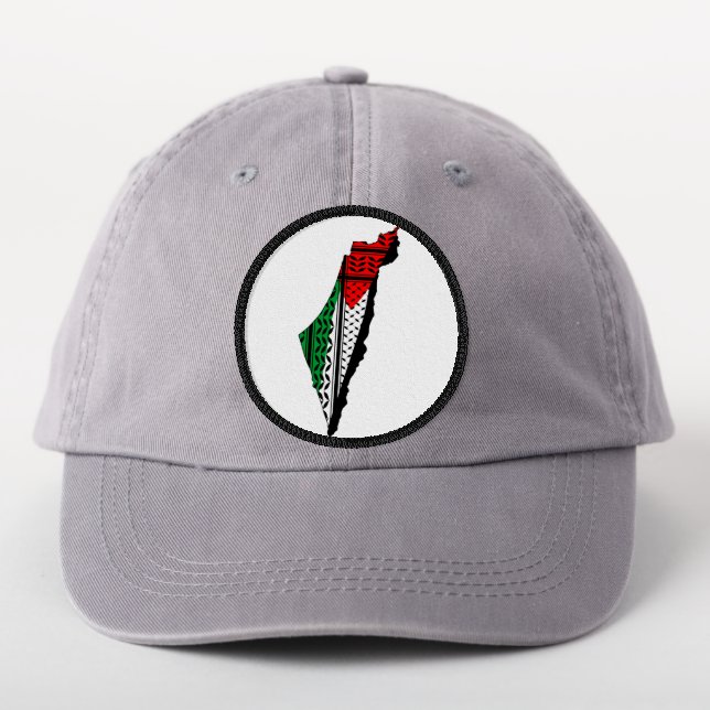 Palestine Map with Flag and Keffiyeh Patch (On Headwear)