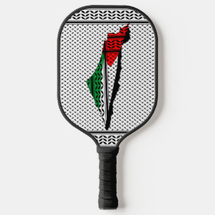 Palestine Map with Flag and Keffiyeh Pickleball Paddle