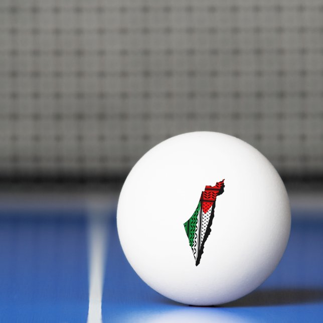 Palestine Map with Flag and Keffiyeh Ping Pong Ball (Net)