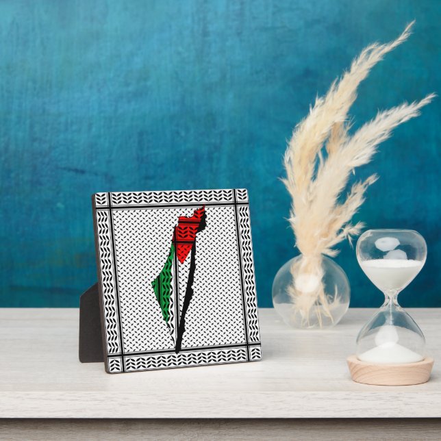Palestine Map with Flag and Keffiyeh Plaque (Insitu)