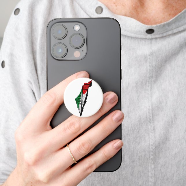 Palestine Map with Flag and Keffiyeh PopSocket (Hand)