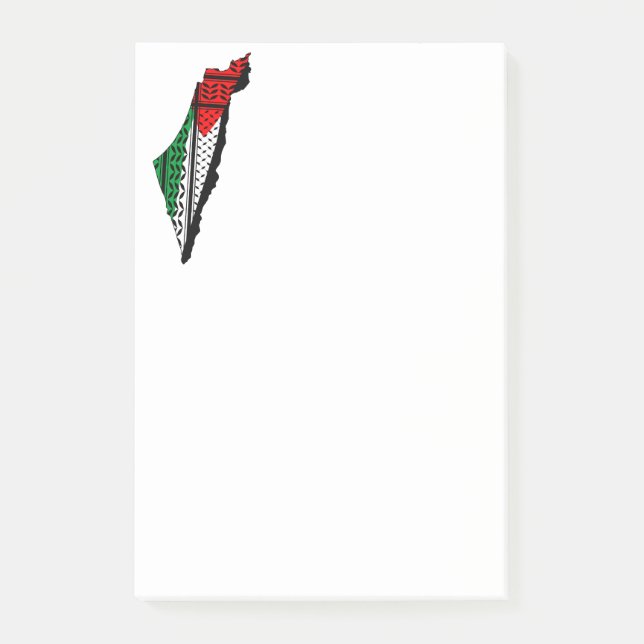 Palestine Map with Flag and Keffiyeh Post-it Notes (Front)