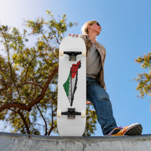 Palestine Map with Flag and Keffiyeh Skateboard