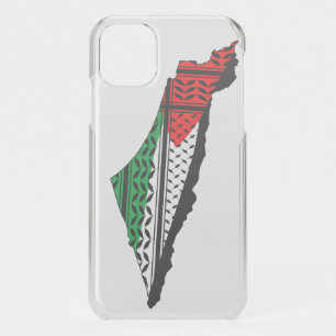 Palestine Map with Flag and Keffiyeh iPhone 11 Case