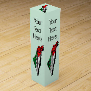 Palestine Map with Flag and Keffiyeh Wine Box