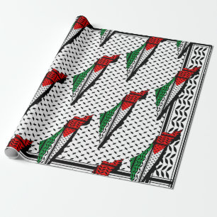 Palestine Map with Flag and Keffiyeh Wrapping Paper