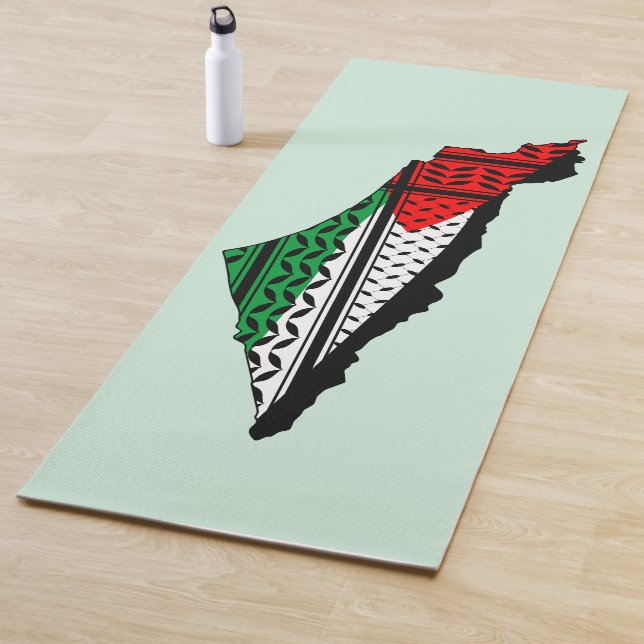 Palestine Map with Flag and Keffiyeh Yoga Mat (In Situ)