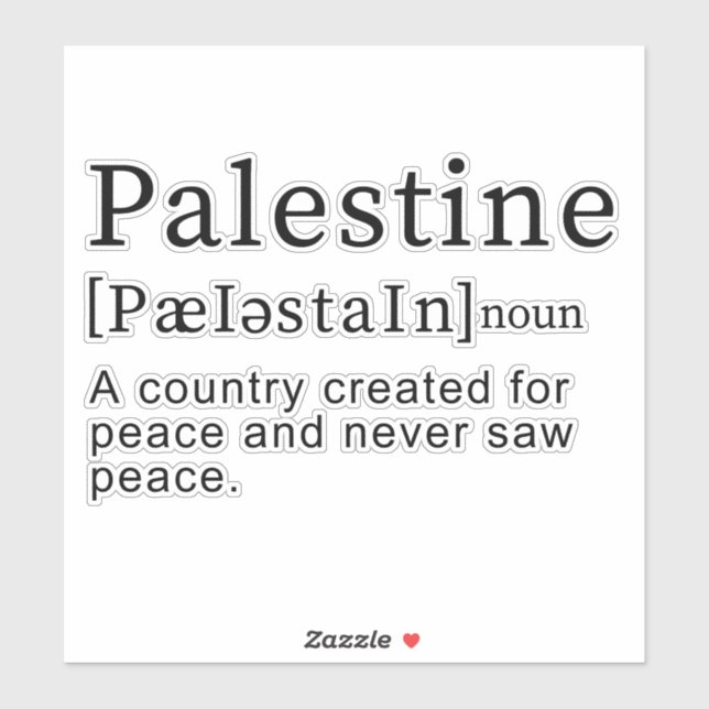 Palestine Meaning design Palestine Definition text Sticker (Sheet)