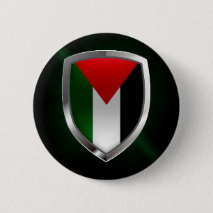 Palestine Metallic Emblem Pinback Button