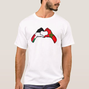 Palestine Morocco Flag — Palestinian Moroccan Hear T-Shirt
