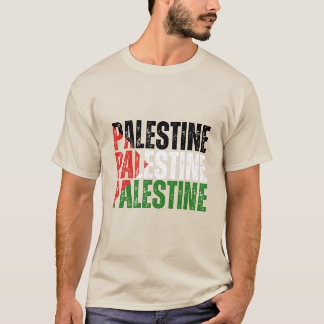 Palestine Name with Palestinian Flag  T-Shirt (Front)