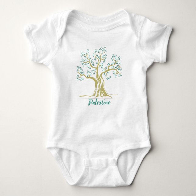 Palestine Olive Tree Personalized Baby Bodysuit  (Front)