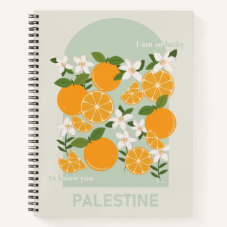 Palestine oranges, colouful notebook