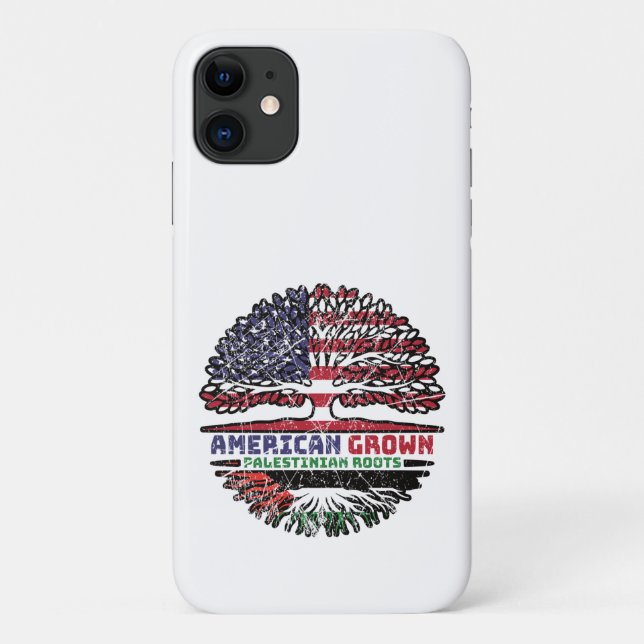 Palestine Palestinian American USA Tree Roots Flag Case-Mate iPhone Case (Back)