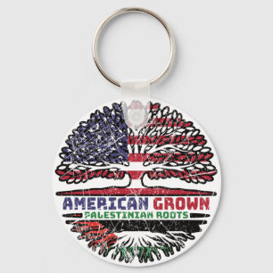 Palestine Palestinian American USA Tree Roots Flag Keychain