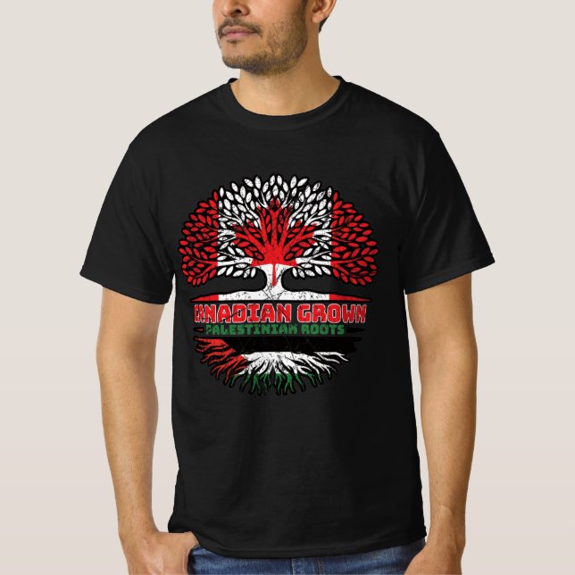 Palestine Palestinian Canadian Canada Tree Roots T-Shirt (Front)
