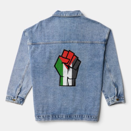 Palestine Palestinian fist Palestine flag Free  Denim Jacket