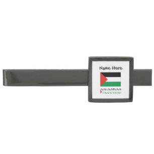 Palestine Palestinian Flag Black Personalization Gunmetal Finish Tie Bar