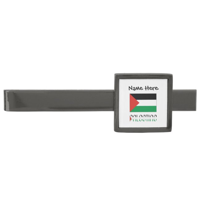 Palestine Palestinian Flag Black Personalization  Gunmetal Finish Tie Bar (Front)