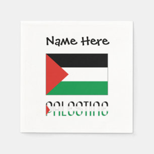 Palestine Palestinian Flag Black Personalization  Napkins