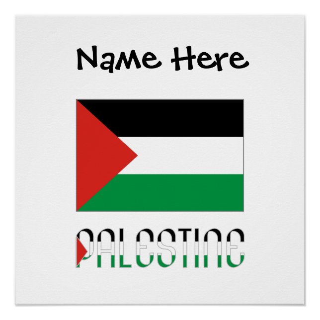 Palestine Palestinian Flag Black Personalization  Poster (Front)