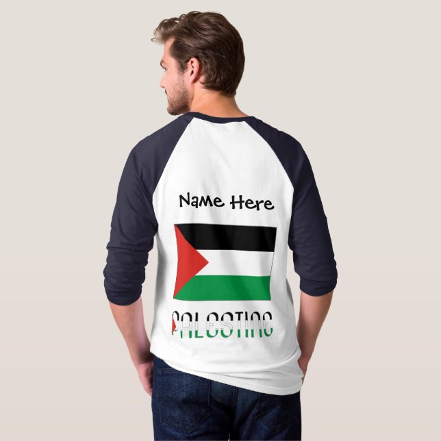 Palestine Palestinian Flag Black Personalization  T-Shirt (Back Full)