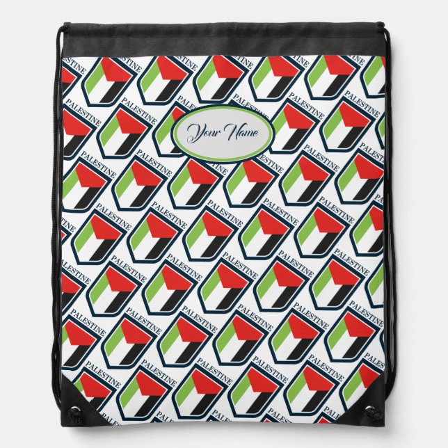 Palestine & Palestinian flag Customized  Drawstring Bag (Front)