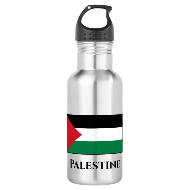 Palestine (Palestinian) Flag Stainless Steel Water Bottle (Front)