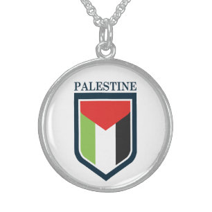 Palestine & Palestinian flaG Sterling Silver Necklace