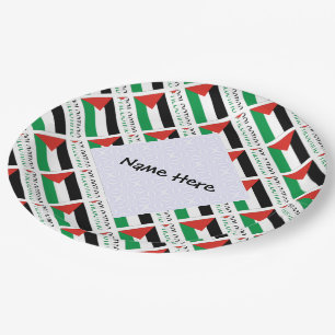 Palestine Palestinian Flag Tiled Black Personal Paper Plates