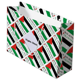 Palestine Palestinian Flag Tiled Black Personalize Large Gift Bag