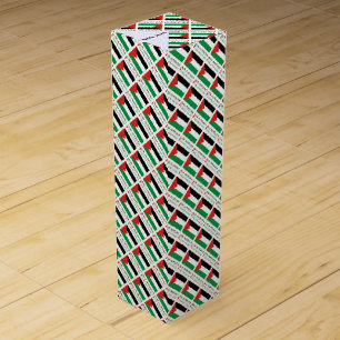 Palestine Palestinian Flag Tiled Black Personalize Wine Box