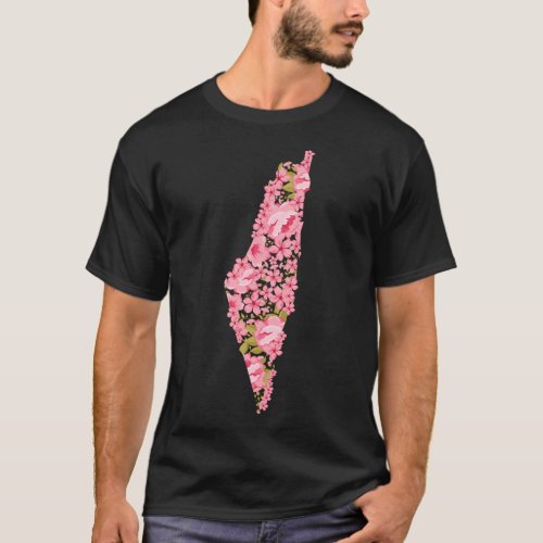 Palestine Palestinian Flowered Map T_Shirt