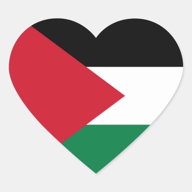 Palestine/Palestinian Heart Flag Sticker (Front)