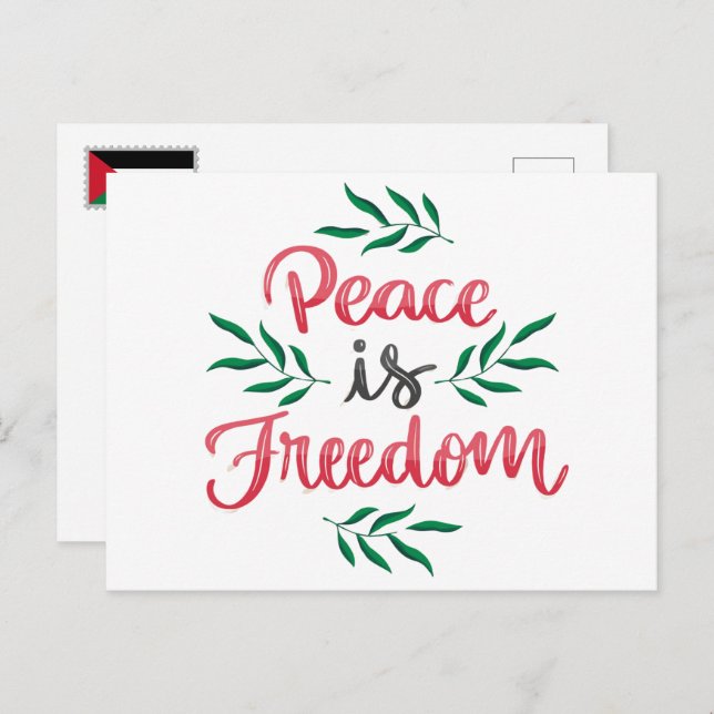 Palestine PEACE IS FREEDOM Holiday Postcard (Front/Back)