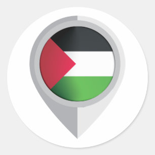 Palestine Pin Location Flag Classic Round Sticker