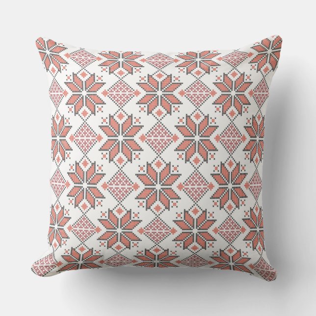 Palestine Realistic Tatreez Embroidery Pattern #4 Throw Pillow (Front)