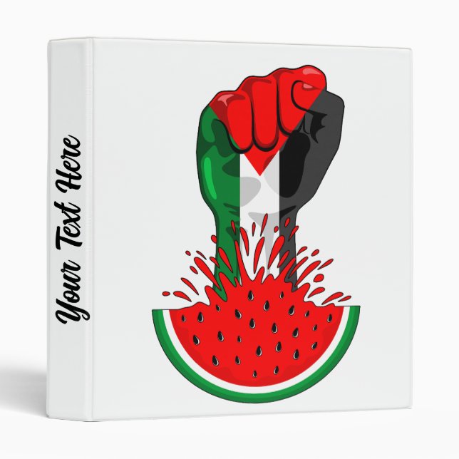 Palestine resistance fist on Watermelon 3 Ring Binder (Front/Spine)