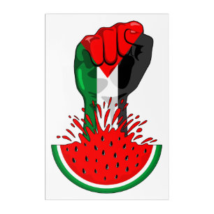 Palestine resistance fist on Watermelon Acrylic Print