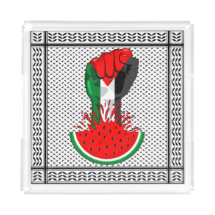 Palestine resistance fist on Watermelon Acrylic Tray