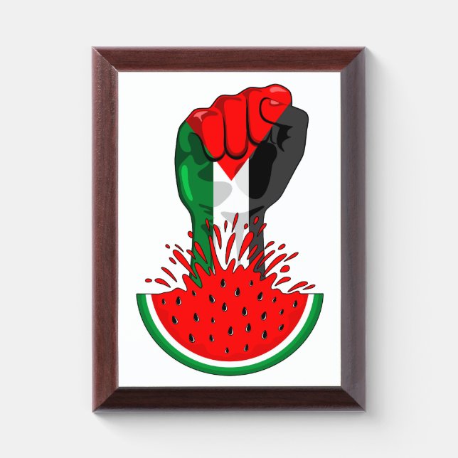 Palestine resistance fist on Watermelon Award Plaque (Vertical)