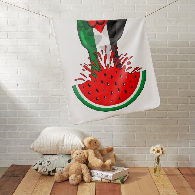 Palestine resistance fist on Watermelon Baby Blanket (In Situ)
