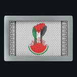 Palestine resistance fist on Watermelon Belt Buckle<br><div class="desc">Palestine Flag on Revolution Fist Symbol of freedom coming out from a Watermelon. In occupied Palestine, watermelon is a symbol of resistance. With its colors mirroring the Palestinian flag, the fruit can be seen from the stone walls of Gaza to the galleries of Ramallah, hinting at the political history of...</div>