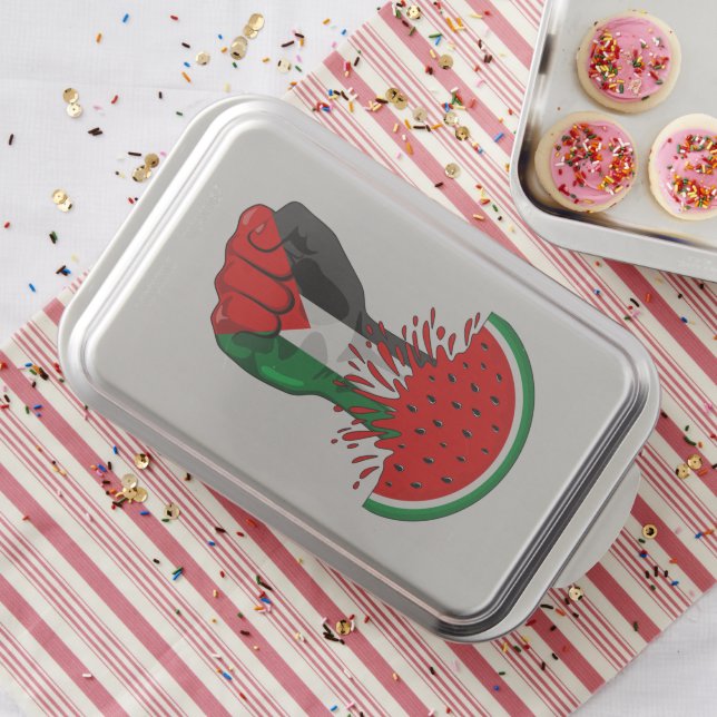 Palestine resistance fist on Watermelon Cake Pan (In Situ)