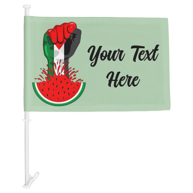 Palestine resistance fist on Watermelon Car Flag (Front)