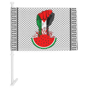 Palestine resistance fist on Watermelon Car Flag