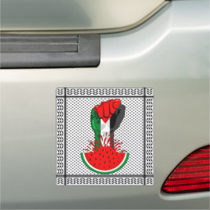 Palestine resistance fist on Watermelon Car Magnet