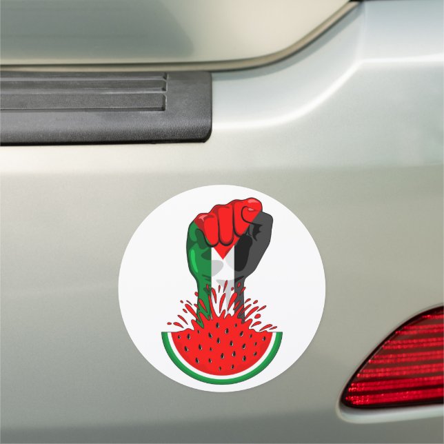 Palestine resistance fist on Watermelon Car Magnet (In Situ)