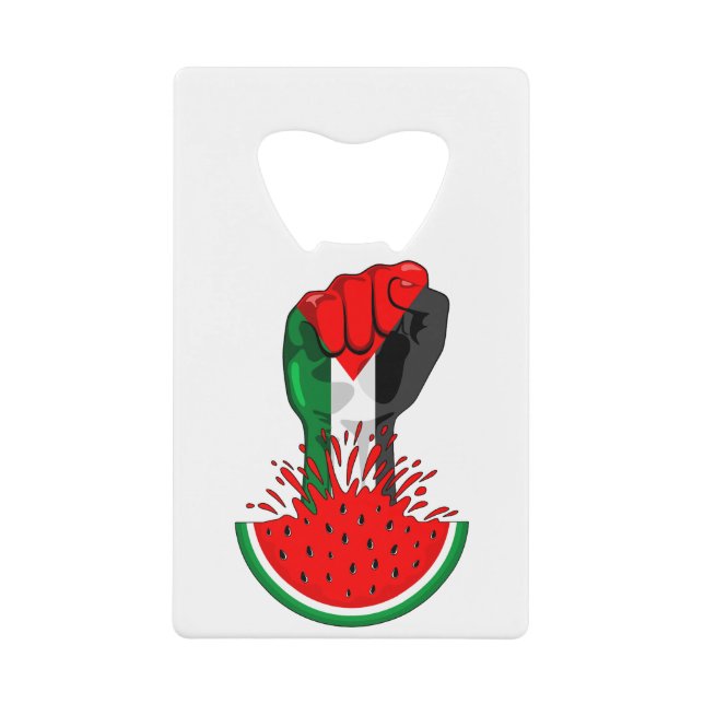 Palestine resistance fist on Watermelon Credit Card Bottle Opener (Front)